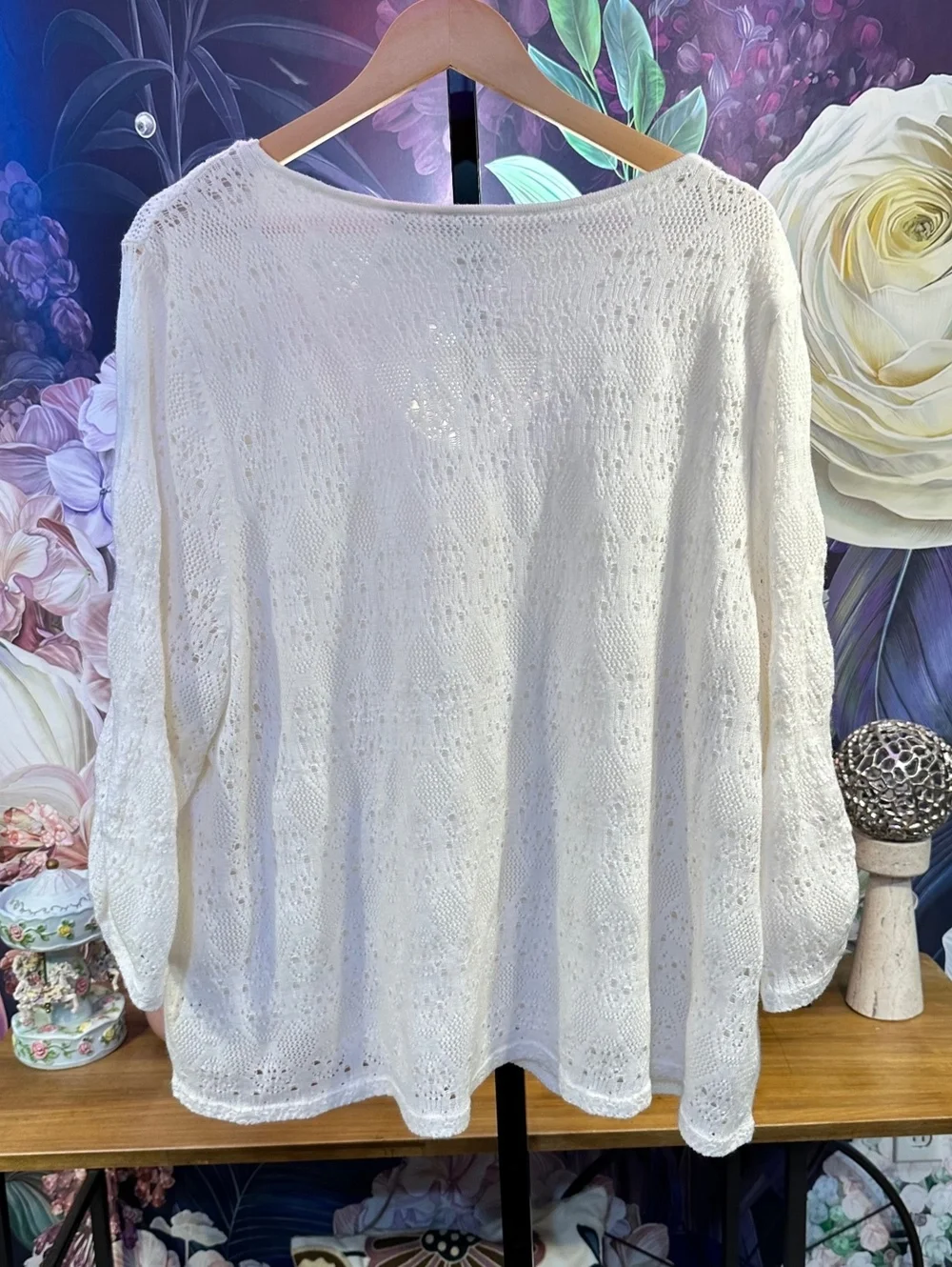 Cato Woman 26/28W Stretch Lined Sweater Knit Skirt Set Crochet Pattern Ivory